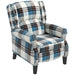 Multi-Check Recliner Armchair – Blue | 135° Reclining Back - Linen-Feel Upholstery HOMCOM - Little and Giant Explorers