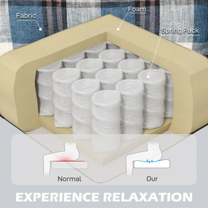 Multi-Check Recliner Armchair – Blue | 135° Reclining Back - Linen-Feel Upholstery HOMCOM - Little and Giant Explorers