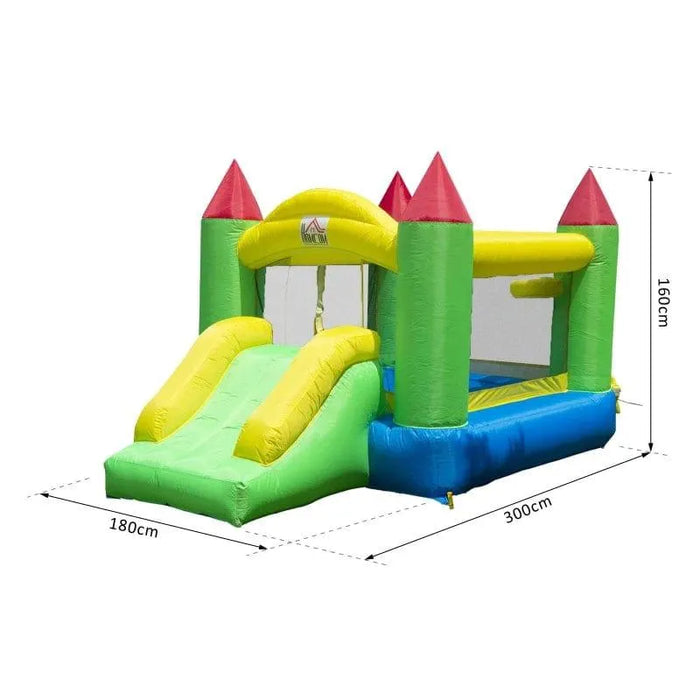 Multi-color inflatable bouncy castle with slide, outdoor playhouse, 300x180x160cm