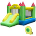 Multi-colour bouncy castle with slide and blower for indoor or outdoor kids entertainment