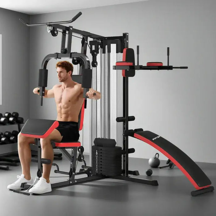 Multi-Exercise Gym Station – All-in-One Home Gym | 65kg Weight Stack SPORTNOW - Little and Giant Explorers SPORTNOW