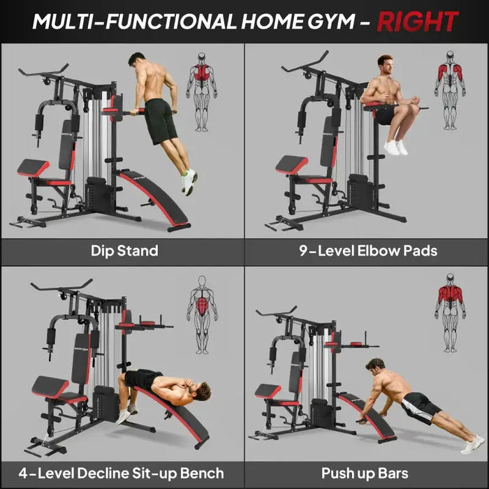 Multi-Exercise Gym Station – All-in-One Home Gym | 65kg Weight Stack SPORTNOW - Little and Giant Explorers SPORTNOW