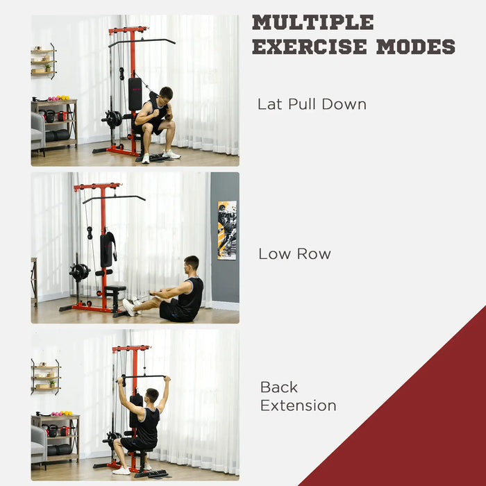 Multi-Exercise Power Tower | Lat Pull Down and Low Row Machine - Adjustable Seat SPORTNOW - Little and Giant Explorers