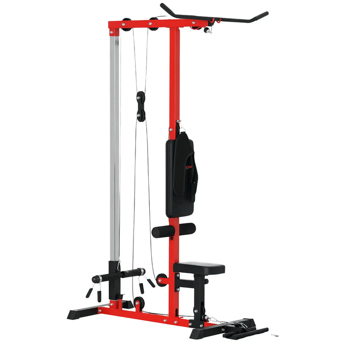 Multi-Exercise Power Tower | Lat Pull Down and Low Row Machine - Adjustable Seat SPORTNOW - Little and Giant Explorers