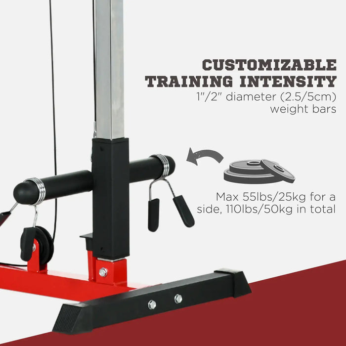 Multi-Exercise Power Tower | Lat Pull Down and Low Row Machine - Adjustable Seat SPORTNOW - Little and Giant Explorers