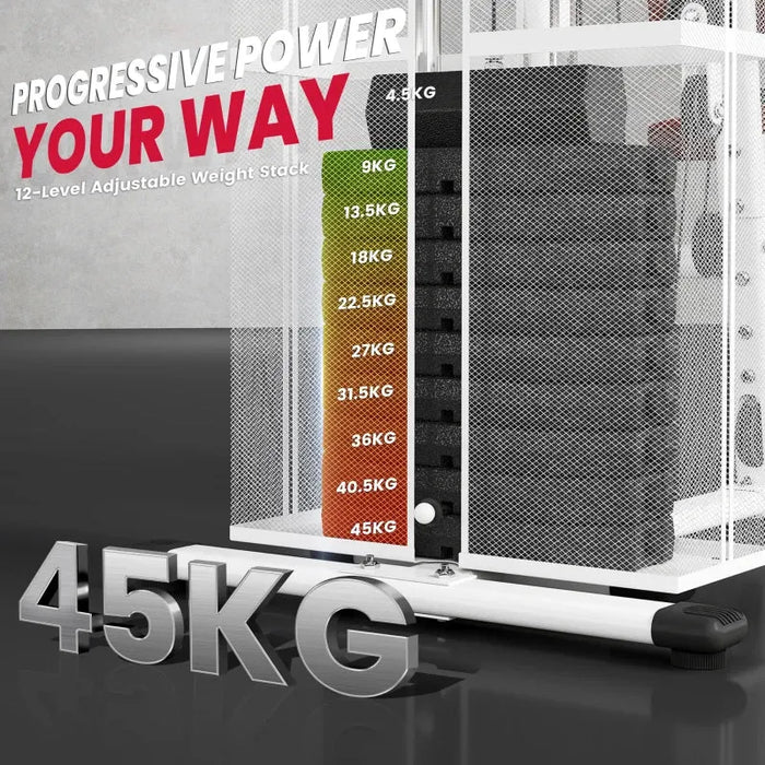 Multi-Function Home Gym Station - White | Full-Body Training with Adjustable Press Arms HOMCOM - Little and Giant Explorers HOMCOM