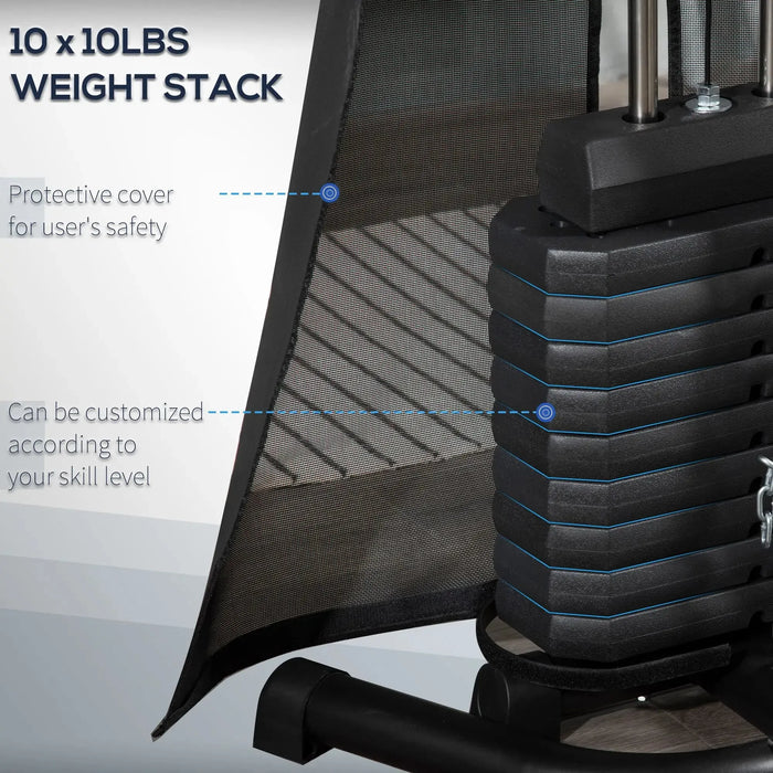 Multi-Functional Home Gym Workout Station | 45Kg Weight Stack - Little and Giant Explorers HOMCOM