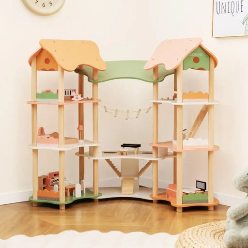 Multi-Functional Dollhouse | 3 Tiers with 7 Specialised Rooms - Little and Giant Explorers Costway