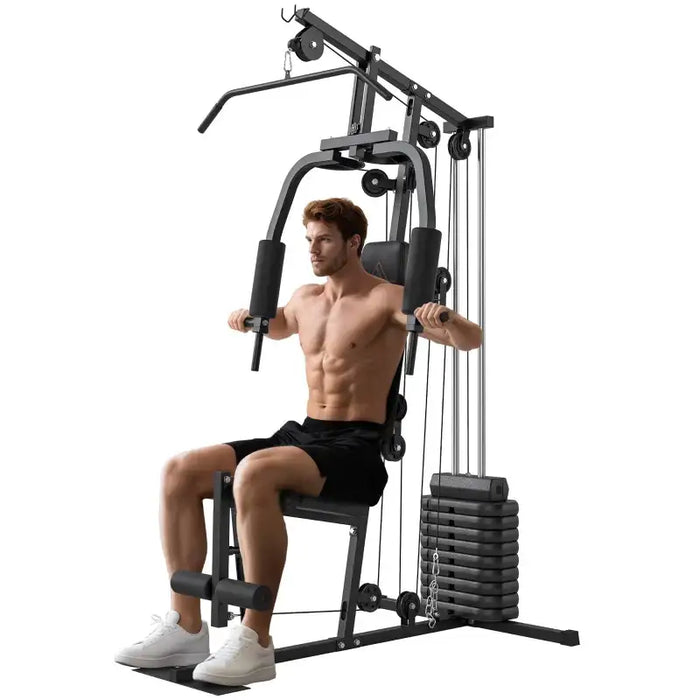 Multi Gym Station – Full Body Home Workout Machine | 45kg Adjustable Weight Stack HOMCOM - Little and Giant Explorers HOMCOM
