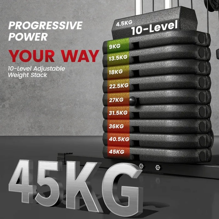 Multi Gym Station – Full Body Home Workout Machine | 45kg Adjustable Weight Stack HOMCOM - Little and Giant Explorers HOMCOM