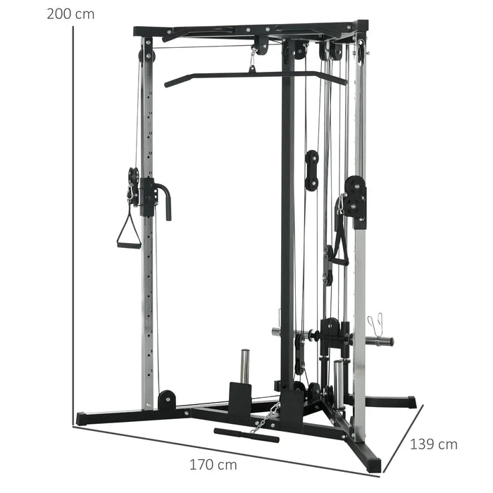 Multifunctional Gym Equipment with High and Low Pulleys and Pull Up Bar - Little and Giant Explorers SPORTNOW