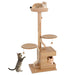 Multi-Layer Cat Activity Center 129cm | Wooden Cat Tree with Oak Wood Post - Little and Giant Explorers Costway