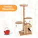 Multi-Layer Cat Activity Center 129cm | Wooden Cat Tree with Oak Wood Post - Little and Giant Explorers Costway