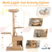 Multi-Layer Cat Activity Center 129cm | Wooden Cat Tree with Oak Wood Post - Little and Giant Explorers Costway