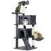 Multi-Level Cat Tree – Dark Grey | 140cm Cat Tower - Hammock and Dual Cat Houses PAWHUT - Little and Giant Explorers PawHut