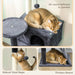Multi-Level Cat Tree – Dark Grey | 140cm Cat Tower - Hammock and Dual Cat Houses PAWHUT - Little and Giant Explorers PawHut