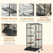 Multi-Level Small Animal Cage | 5 Ramps, 6 Platforms, Food Dish, Water Bottle and Wheels PAWHUT - Little and Giant Explorers PawHut