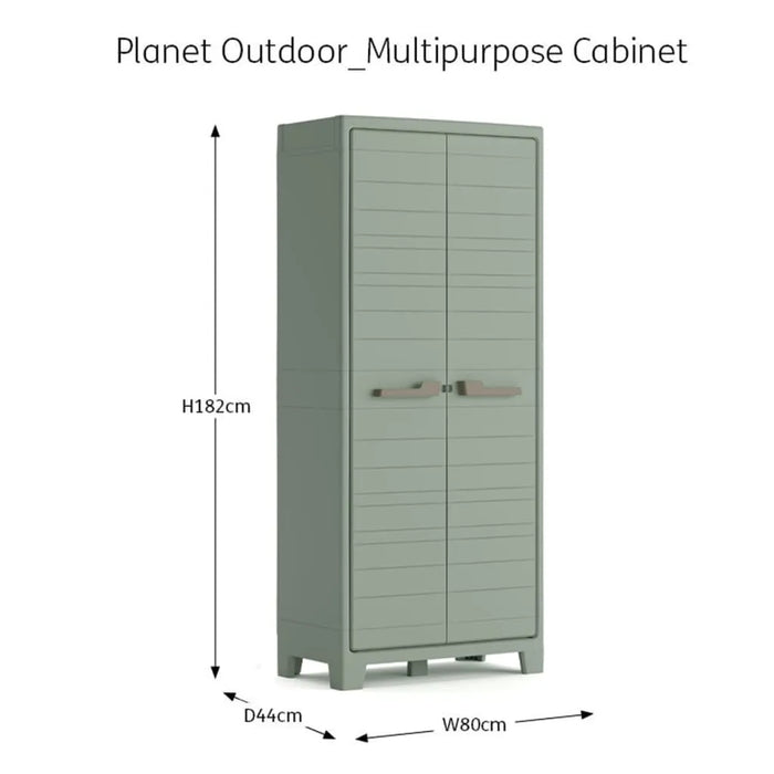 Multi-purpose Outdoor Storage Cabinet 'Planet' in Jade Grey 182cm - Little and Giant Explorers Keter