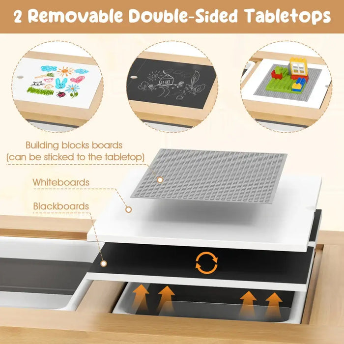 Multi-Use Kids Table and Chair Set | Sensory Table with Adjustable Height - Little and Giant Explorers Costway