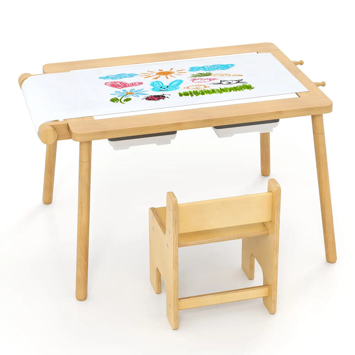 Multi-Use Kids Table and Chair Set | Sensory Table with Adjustable Height - Little and Giant Explorers Costway