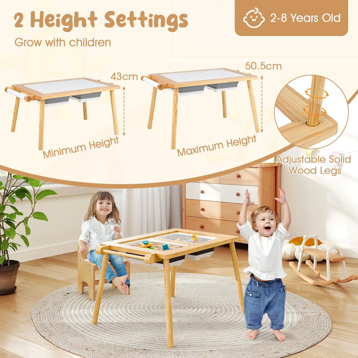 Multi-Use Kids Table and Chair Set | Sensory Table with Adjustable Height - Little and Giant Explorers Costway