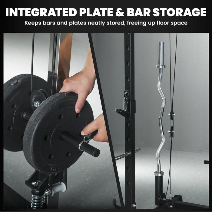 Multifunctional Cable Machine | Full-Body Power Tower with Pulley System and Attachments SPORTNOW - Little and Giant Explorers