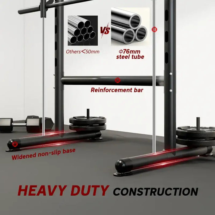 Multifunctional Gym Rack - Half Power Rack | Pull-Up Bar and Barbell Stand HOMCOM - Little and Giant Explorers HOMCOM