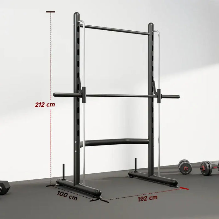 Multifunctional Gym Rack - Half Power Rack | Pull-Up Bar and Barbell Stand HOMCOM - Little and Giant Explorers HOMCOM