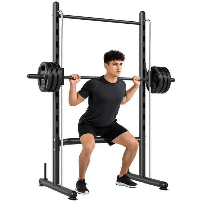 Multifunctional Gym Rack - Half Power Rack | Pull-Up Bar and Barbell Stand HOMCOM - Little and Giant Explorers HOMCOM