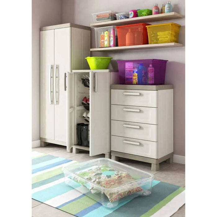 Multipurpose Storage Cabinet 'Excellence' in Beige and Taupe 182cm - Little and Giant Explorers Keter