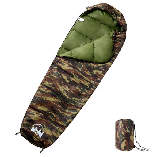 Mummy Sleeping Bag for Adults Camping 3 Seasons in Camouflage - Little and Giant Explorers vidaXL