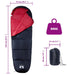 Mummy Sleeping Bag for Adults Camping 3 Seasons in Black and Red - Little and Giant Explorers vidaXL