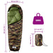 Mummy Sleeping Bag for Adults Camping 3 Seasons in Camouflage - Little and Giant Explorers vidaXL