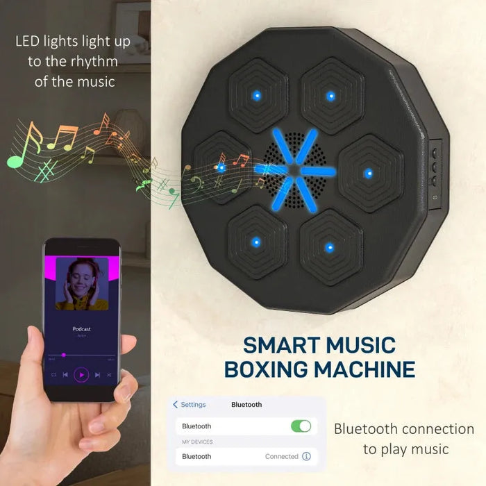 Music Boxing Machine with Bluetooth Connection and LED Light Smart - Little and Giant Explorers SPORTNOW