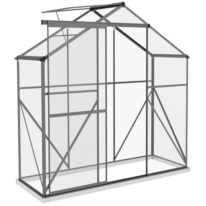 6 x 2.5FT Walk-in Polycarbonate Greenhouse in Dark Grey - Little and Giant Explorers Outsunny