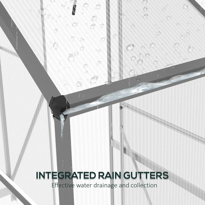 6 x 2.5FT Walk-in Polycarbonate Greenhouse in Dark Grey - Little and Giant Explorers Outsunny