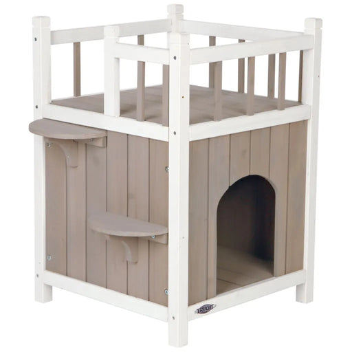 Natura Cat's Home with Balcony in Grey and White - Little and Giant Explorers TRIXIE