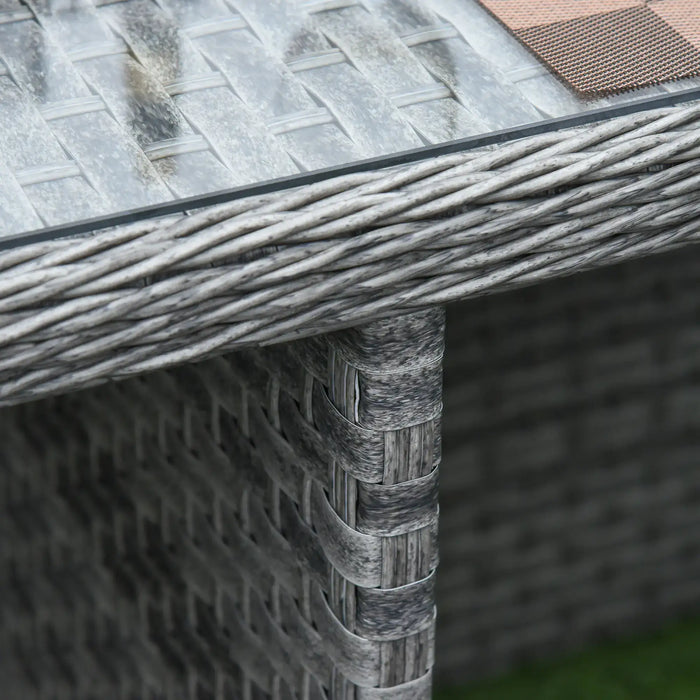 Nine-Piece Rattan Garden Dining Set Mixed Grey | Tempered Glass Table for Outdoor Entertainment - Little and Giant Explorers Outsunny