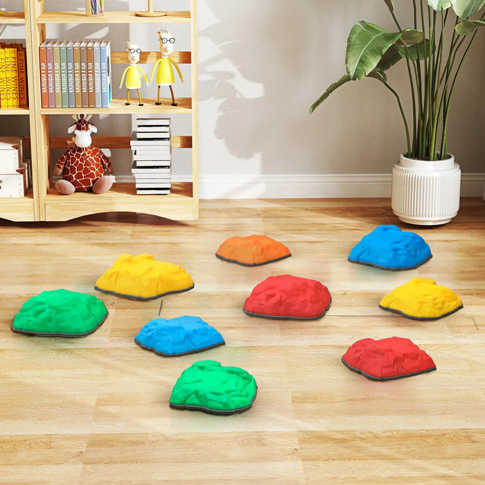 Nine-Piece Stone-Shaped Balance Stepping Stones for Kids - Little and Giant Explorers AIYAPLAY