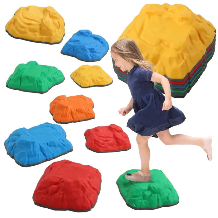 Nine-Piece Stone-Shaped Balance Stepping Stones for Kids - Little and Giant Explorers AIYAPLAY