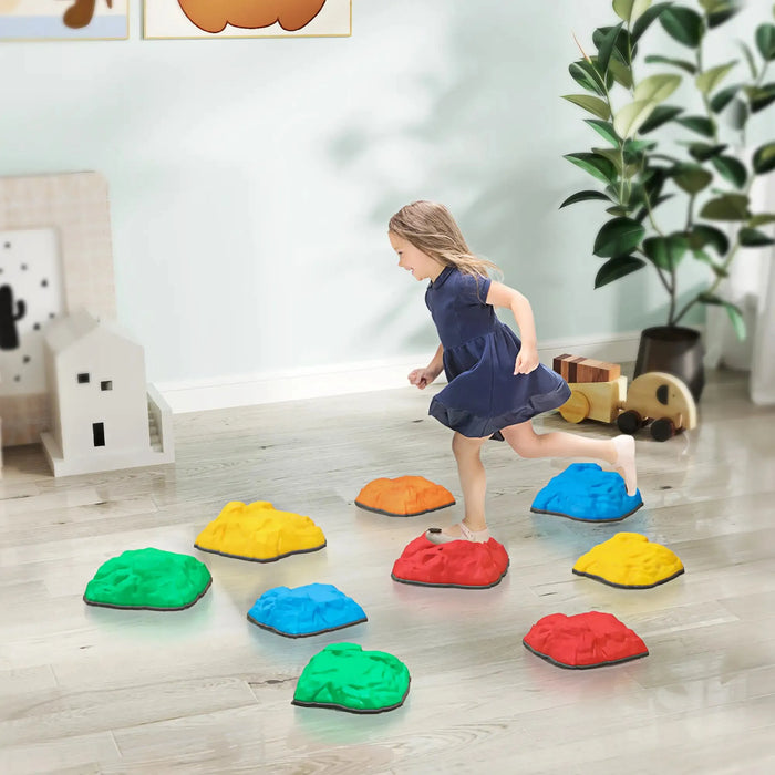 Nine-Piece Stone-Shaped Balance Stepping Stones for Kids - Little and Giant Explorers AIYAPLAY