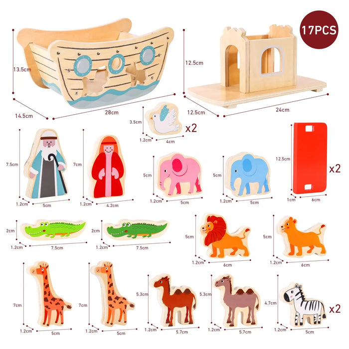 Noah’s Ark Playset | Wooden Storytelling Toy - 13 Animal Figures and Ark SOKA® - Little and Giant Explorers SOKA Play Imagine Learn