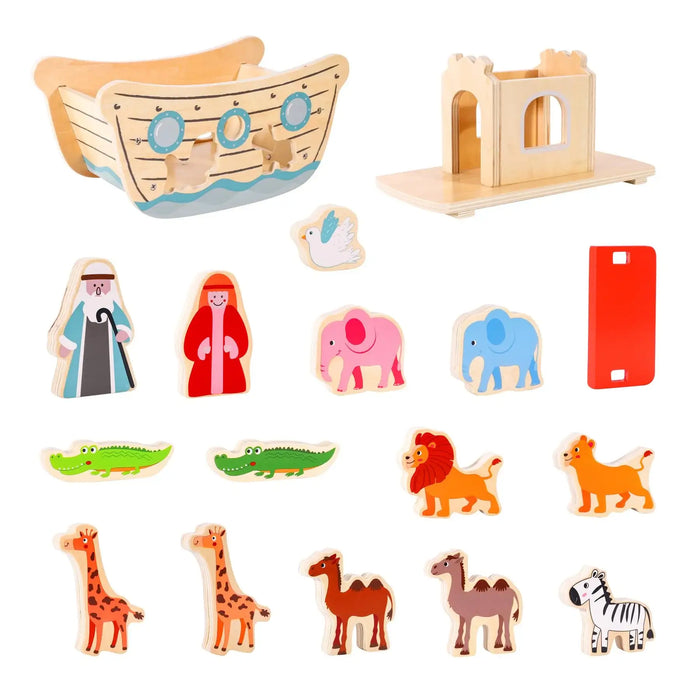 Noah’s Ark Playset | Wooden Storytelling Toy - 13 Animal Figures and Ark SOKA® - Little and Giant Explorers SOKA Play Imagine Learn