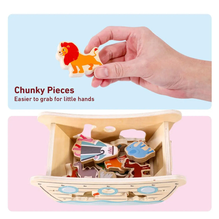 Noah’s Ark Playset | Wooden Storytelling Toy - 13 Animal Figures and Ark SOKA® - Little and Giant Explorers SOKA Play Imagine Learn