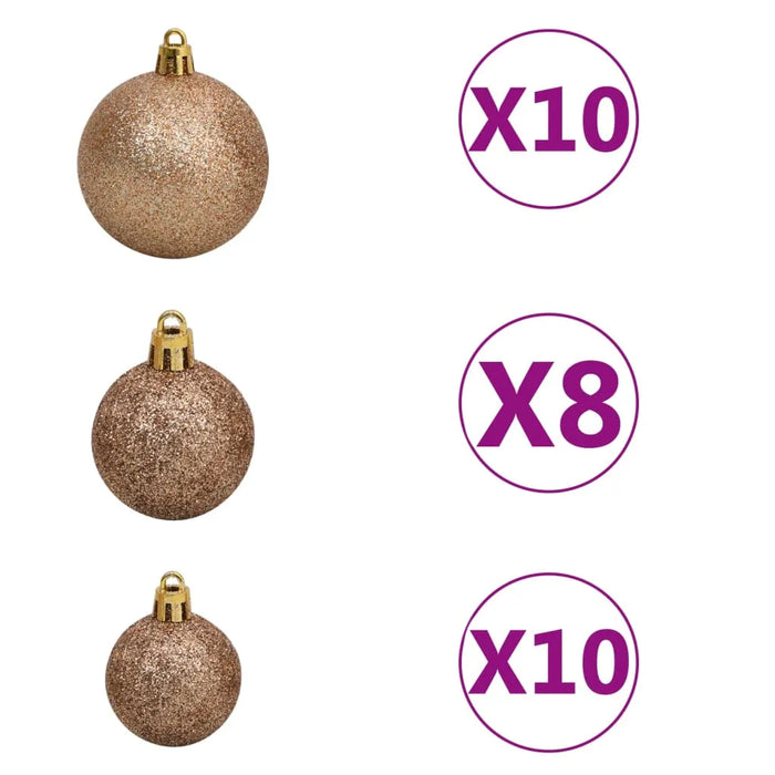 Nordmann Fir Artificial Christmas Tree with LEDs and Rose Ball Set 240cm - Little and Giant Explorers vidaXL