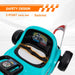 Children's toy car with safety belt and backrest design on a white background