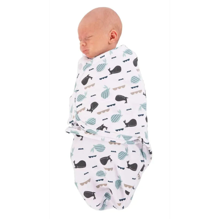 Ocean Whale Print Wrap Swaddling Blanket - Little and Giant Explorers Bo Jungle