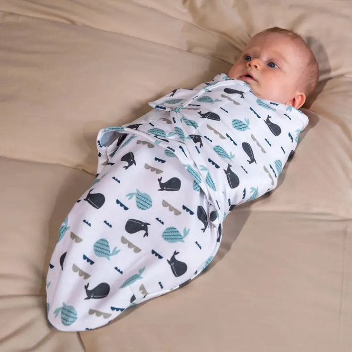 Ocean Whale Print Wrap Swaddling Blanket - Little and Giant Explorers Bo Jungle