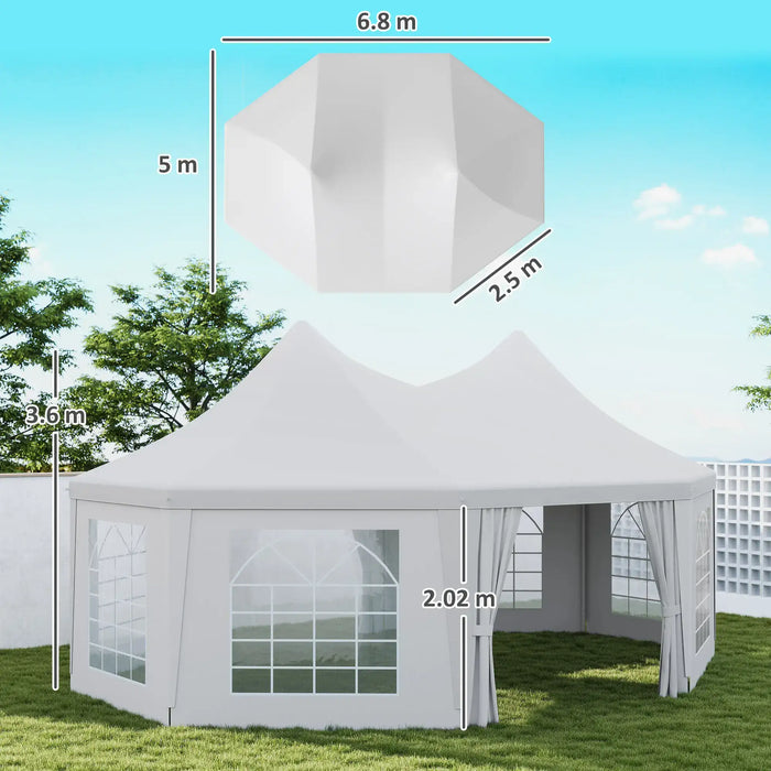 Octagonal Marquee Gazebo in White (6.8 x 5m) - Little and Giant Explorers Outsunny
