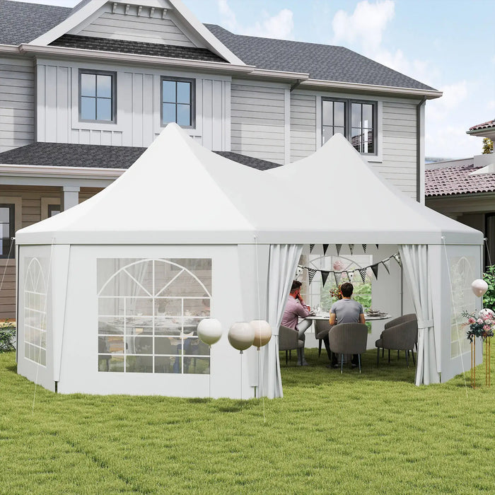 Octagonal Marquee Gazebo in White (6.8 x 5m) - Little and Giant Explorers Outsunny